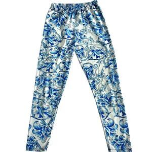 J&K Leggings High-Rise Stretch Pull On Buttery Smooth Womens XS Blue White